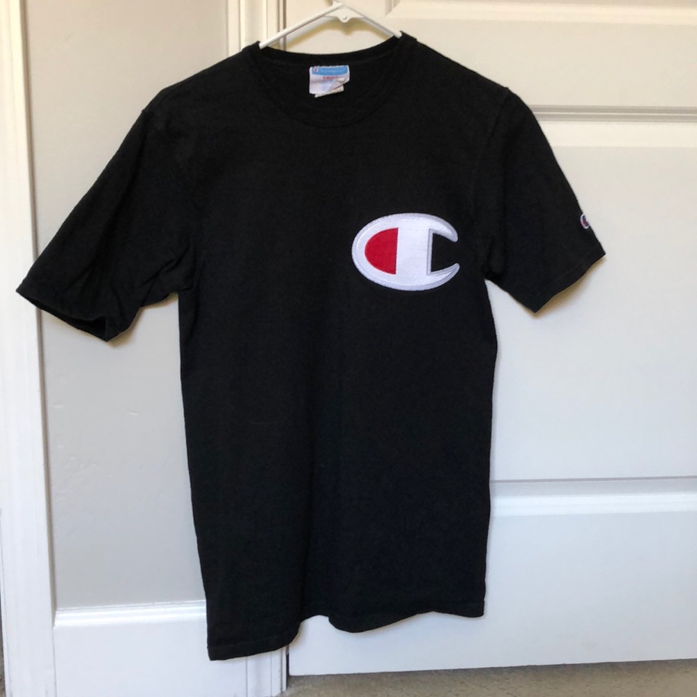 Embroidered Champion Black Tee Shirt
